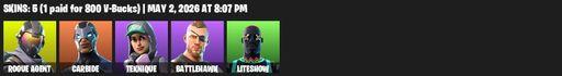 [PC/PSN/XBOX] | 5 skins | 1050 V-bucks | Rogue Agent | Carbide | Teknique | Battlehawk | Liteshow | Positron | Gale Force | Mercurial | Full Access