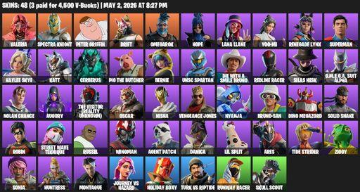 [PC/XBOX] | 48 skins | Valeria | Spectra Knight | Peter Griffin | Drift | Omegarok | Hope | Lana Llane | Yoo-mi | Renegade Lynx | Superman | Full Access