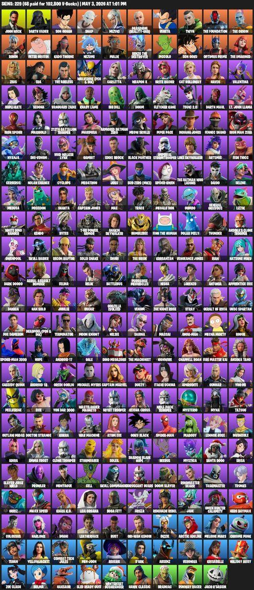 [PC/PSN/XBOX] | 229 skins | John Wick | Darth Vader | Son Gohan | Snap | Mizuki | Paradigm (Reality-659) | Vegeta | Twyn | The Foundation | The Origin | Full Access
