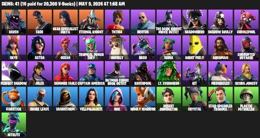 [PC/PSN] | 41 skins | Raven | Fade | Gear Specialist Maya | Eternal Knight | TNTina | Brutus | The Dark Knight Movie Outfit | Shadowbird | Full Access