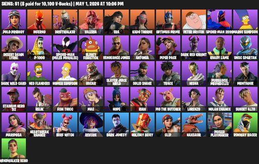 [PC/PSN/XBOX] | 51 skins | Polo Prodigy | Inferno | Driftwalker | Valeria | Era | Kado Thorne | Optimus Prime | Peter Griffin | Spider-Man 2099 | Full Access
