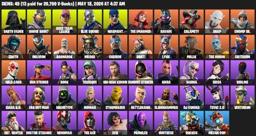 [PC/PSN] | 49 skins | OG STW | Blue Squire | Darth Vader | Rogue Agent | Rose Team Leader | Warpaint | The Imagined | Ravage | Calamity | Snap | Full Access