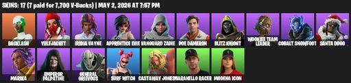 [PC/PSN/XBOX] | 17 skins | Backlash | Yulejacket | Iridia Vayne | Apprentice Evie | Vanguard Zadie | Poe Dameron | Blitz Knight | Wookiee Team Leader | Full Access