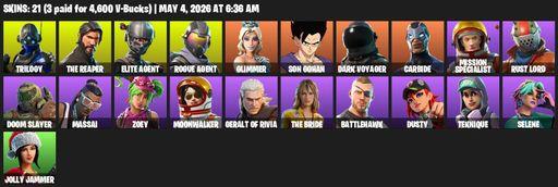[PC/XBOX] | 21 skins | Take The L | The Reaper | Elite Agent | Trilogy | Rogue Agent | Glimmer | Son Gohan | Dark Voyager | Carbide | Full Access