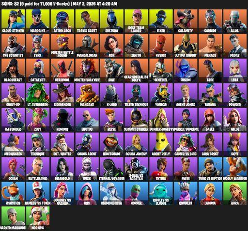 [PC/XBOX] | 82 skins | Merry Mint Axe | OG STW | Travis Scott | Lara Croft | Cloud Striker | Warpaint | Astro Jack | Sultura | Rose Team Leader | Full Access