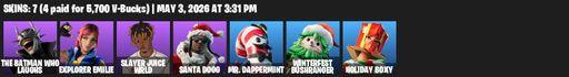 [PC/PSN] | 7 skins | The Batman Who Laughs | Explorer Emilie | Slayer Juice WRLD | Santa Dogg | Mr. Dappermint | Winterfest Bushranger | Holiday Boxy | Full Access