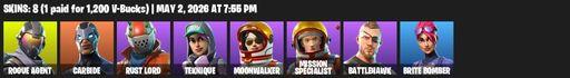 [PC/XBOX] | 8 skins | Take The L | Rogue Agent | Carbide | Rust Lord | Teknique | Moonwalker | Mission Specialist | Battlehawk | Brite Bomber | EVA | Full Access