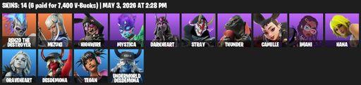 [PC/PSN/XBOX] | 14 skins | Renzo the Destroyer | Mizuki | Highwire | Mystica | Darkheart | Stray | Thunder | Camille | Imani | Hana | Graveheart | Full Access