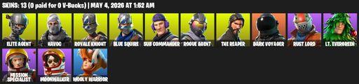 [PC/PSN/XBOX] | 13 skins | Take The L | Royale Knight | The Reaper | Elite Agent | Blue Squire | Havoc | Sub Commander | Rogue Agent | Dark Voyager | Full Access