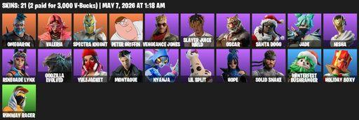 [PC/PSN/XBOX] | 21 skins | Omegarok | Valeria | Spectra Knight | Peter Griffin | Vengeance Jones | Slayer Juice WRLD | Oscar | Santa Dogg | Jade | Full Access