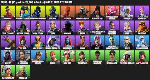 [PC/PSN/XBOX] | 42 skins | Prodigy | Cloud Striker | Carbon Commando | Trilogy | Hybrid | Mandalorian | Blackheart | Cuddle Team Leader | Storm | Full Access