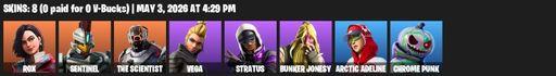 [PC/PSN/XBOX] | 8 skins | Rox | Sentinel | The Scientist | Vega | Stratus | Bunker Jonesy | Arctic Adeline | Chrome Punk | The Destroyer's Destroyer | Full Access