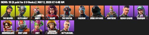 [PC/PSN/XBOX] | 15 skins | Take The L | The Reaper | Elite Agent | Drift | Valor | The Visitor | Carbide | Dark Voyager | Huntress | Squad Leader | Full Access