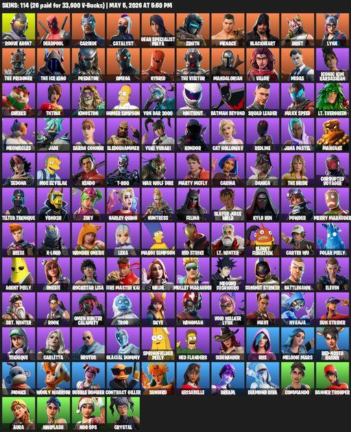 [PC/PSN] | 114 skins | Leviathan Axe | Omega | Rogue Agent | Deadpool | Carbide | Catalyst | Gear Specialist Maya | Zenith | Menace | Blackheart | Full Access