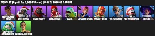[PC/XBOX] | 12 skins | Slayer Juice WRLD | Santa Dogg | Dark Doggo | Yulejacket | Lizzik | Explorer Emilie | Holiday Boxy | Wavebreaker | Full Access