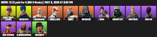 [PC/PSN] | 13 skins | OG STW | Rose Team Leader | Warpaint | Ragnarok | Wild Card | Drift | Enforcer | Rook | Archetype | Huntress | Redline | Full Access
