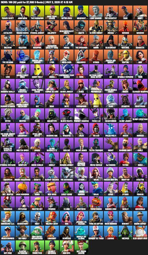 [PC/PSN/XBOX] | 166 skins | OG STW | Travis Scott | John Wick | The Paradigm | Rose Team Leader | Astro Jack | Warpaint | Love Ranger | The Scientist | Full Access