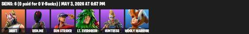 [PC/PSN] | 6 skins | Drift | Redline | Sun Strider | Lt. Evergreen | Huntress | Wooly Warrior | Rift Edge | Lug Axe | Shortbread Slicers | Balloon Axe | Full Access