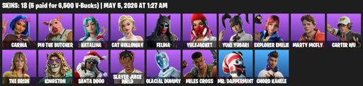 [PC/XBOX] | 18 skins | Carina | Pig the Butcher | Katalina | Cat Holloway | Felina | Yulejacket | Yuki Yubari | Explorer Emilie | Marty McFly | Full Access