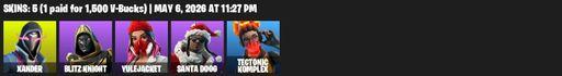[PC/PSN/XBOX] | 5 skins | Xander | Blitz Knight | Yulejacket | Santa Dogg | Tectonic Komplex | Sulfuric Street Shine | Dumbbell Driver | Full Access