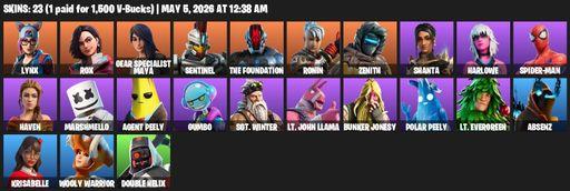 [PC/PSN/XBOX] | 23 skins | Lynx | Rox | Gear Specialist Maya | Sentinel | The Foundation | Ronin | Zenith | Shanta | Harlowe | Spider-Man | Haven | Full Access