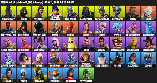 [PC/PSN/XBOX] | 46 skins | Floss | Take The L | Black Knight | IKONIK | Sparkle Specialist | Royale Knight | The Reaper | Elite Agent | Blue Squire | Full Access