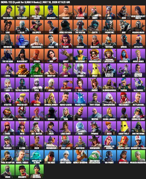 [PC/PSN/XBOX] | 113 skins | Take The L | OG STW | The Reaper | Elite Agent | Omega | Lara Croft | Rose Team Leader | Warpaint | Menace | Deadpool | Full Access