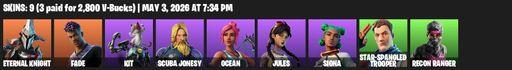 [PC/PSN/XBOX] | 9 skins | Eternal Knight | Fade | Kit | Scuba Jonesy | Ocean | Jules | Siona | Star-Spangled Trooper | Recon Ranger | Full Access