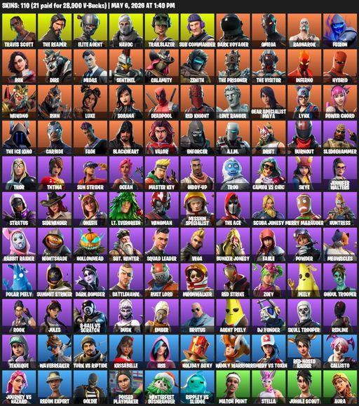 [PC/PSN/XBOX] | 110 skins | 550 V-bucks | Take The L | Travis Scott | The Reaper | Elite Agent | Omega | Havoc | Trailblazer | Sub Commander | Full Access