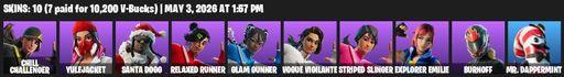 [PC/PSN/XBOX] | 10 skins | Chill Challenger | Yulejacket | Santa Dogg | Relaxed Runner | Glam Gunner | Vogue Vigilante | Striped Slinger | Full Access