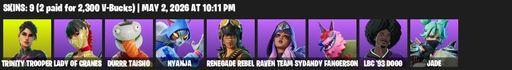 [PC/PSN/XBOX] | 9 skins | Trinity Trooper | Lady of Cranes | Durrr Taisho | Nyanja | Renegade Rebel | Raven Team Syd | Andy Fangerson | LBC '93 Dogg | Full Access
