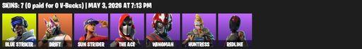 [PC/XBOX] | 7 skins | Blue Striker | Drift | Sun Strider | The Ace | Wingman | Huntress | Redline | Rift Edge | Balloon Axe | Lug Axe | Full Access