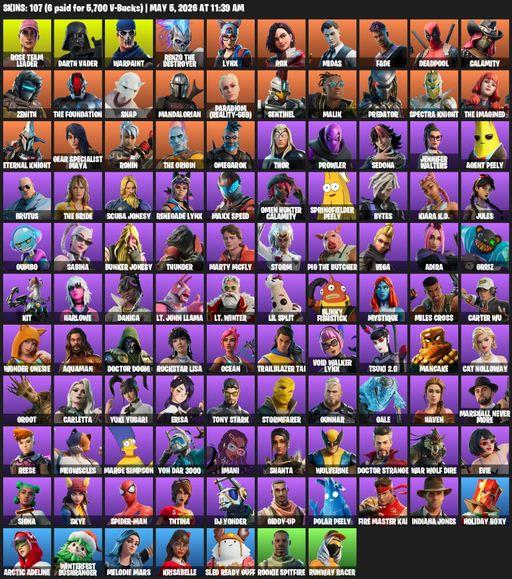 [PC/PSN/XBOX] | 107 skins | OG STW | Rose Team Leader | Darth Vader | Warpaint | Renzo the Destroyer | Lynx | Rox | Midas | Fade | Deadpool | Calamity | Full Access