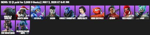 [PC/XBOX] | 12 skins | Godzilla Evolved | Santa Dogg | Nyanja | Daigo | Cobalt Snowfoot | Dupli-Kate | Hero Baymax | Kendo | Yulejacket | Jade | Full Access
