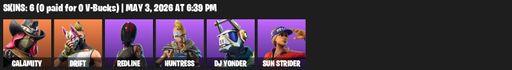 [PC/XBOX] | 6 skins | Calamity | Drift | Redline | Huntress | DJ Yonder | Sun Strider | Reckoning | Controller | Rift Edge | Lug Axe | Heart's Carver | Full Access