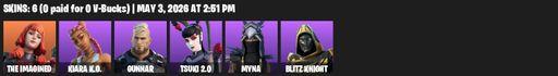 [PC/PSN/XBOX] | 6 skins | 950 V-bucks | The Imagined | Kiara K.O. | Gunnar | Tsuki 2.0 | Myna | Blitz Knight | Omni Sword | Bleak Beak | Full Access