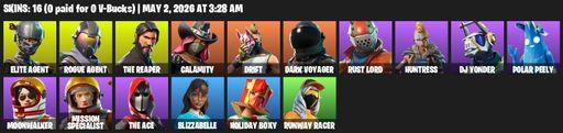 [PC/PSN/XBOX] | 16 skins | Leviathan Axe | Take The L | The Reaper | Elite Agent | Rogue Agent | Calamity | Drift | Dark Voyager | Rust Lord | Full Access