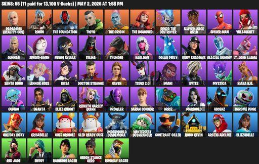 [PC/PSN/XBOX] | 55 skins | 550 V-bucks | Paradigm (Reality-659) | Ronin | The Foundation | Twyn | The Origin | The Imagined | Renzo the Destroyer | Full Access
