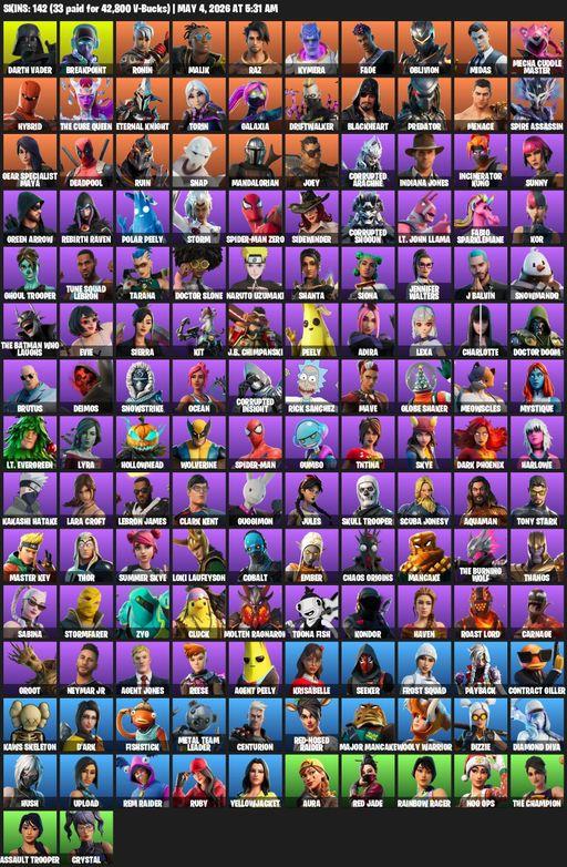 [PC/PSN/XBOX] | 142 skins | Lara Croft | Darth Vader | Breakpoint | Ronin | Malik | Raz | Kymera | Fade | Oblivion | Midas | Mecha Cuddle Master | Full Access