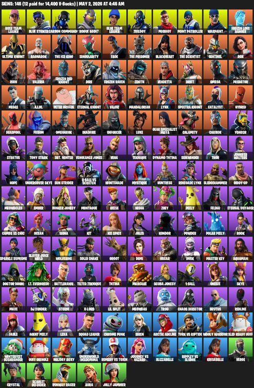 [PC/PSN/XBOX] | 145 skins | 1000 V-bucks | Leviathan Axe | OG STW | Omega | Rose Team Leader | Blue Striker | Carbon Commando | Rogue Agent | Full Access