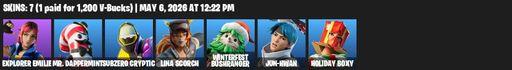 [PC/XBOX] | 7 skins | Explorer Emilie | Mr. Dappermint | Subzero Cryptic | Lina Scorch | Winterfest Bushranger | Jun-Hwan | Holiday Boxy | Full Access