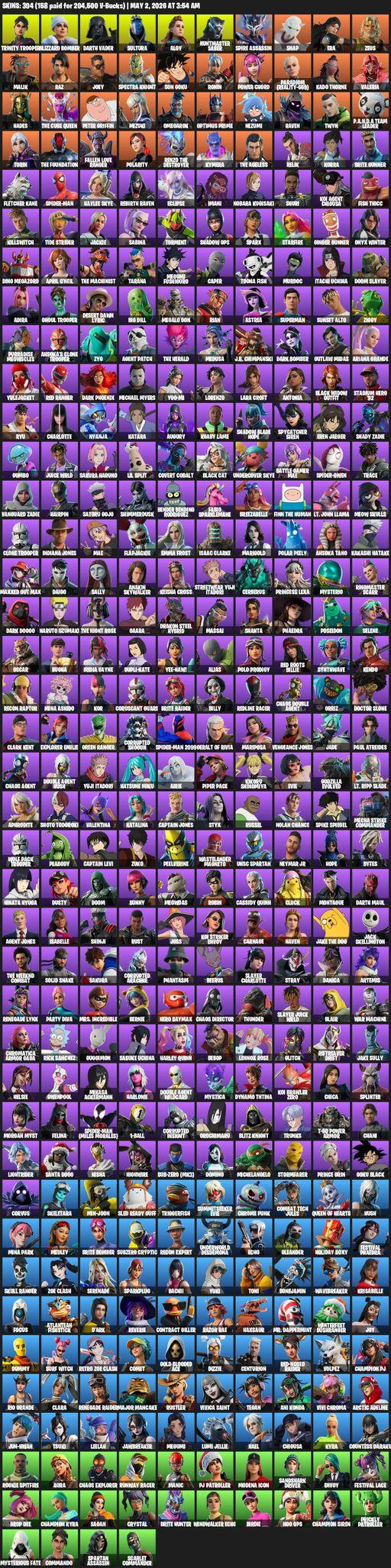 [PC/PSN/XBOX] | 394 skins | Renegade Raider | Lara Croft | Trinity Trooper | Blizzard Bomber | Darth Vader | Sultura | Aloy | Huntmaster Saber | Full Access