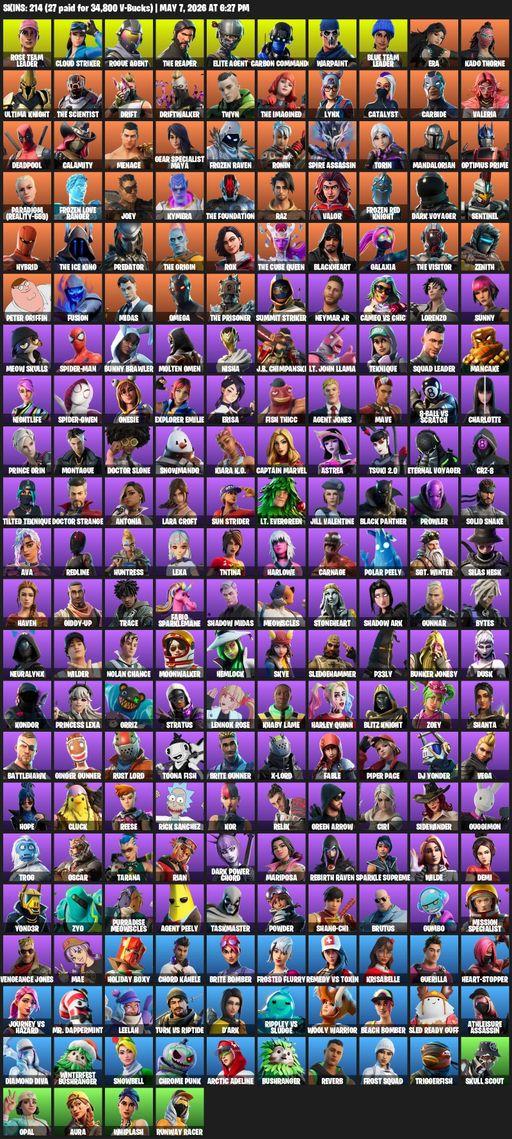 [PC] | 214 skins | Take The L | OG STW | The Reaper | Elite Agent | Omega | Lara Croft | Rose Team Leader | Cloud Striker | Rogue Agent | Full Access