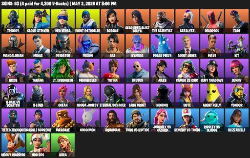 [PC/PSN/XBOX] | 53 skins | Lara Croft | Trilogy | Cloud Striker | Neo Versa | Point Patroller | Sorana | Gear Specialist Maya | The Scientist | Full Access