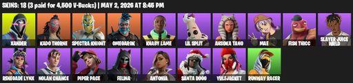 [PC/PSN/XBOX] | 18 skins | Xander | Kado Thorne | Spectra Knight | Omegarok | Khaby Lame | Lil Split | Ahsoka Tano | Mae | Fish Thicc | Full Access