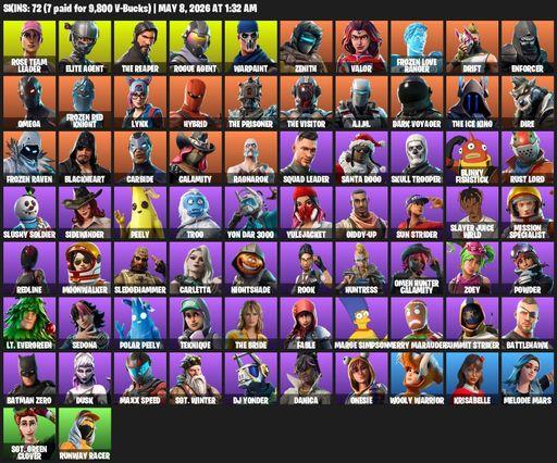 [PC] | 72 skins | Take The L | OG STW | The Reaper | Elite Agent | Omega | Reaper Axe | Rose Team Leader | Rogue Agent | Warpaint | Zenith | Valor | Full Access