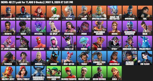 [PC/XBOX] | 48 skins | Optimus Prime | The Foundation | The Imagined | Backlash | Mizuki | Ronin | Spectra Knight | Renzo the Destroyer | Omegarok | Full Access
