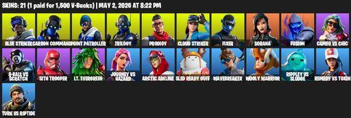 [PC/XBOX] | 21 skins | Blue Striker | Carbon Commando | Point Patroller | Trilogy | Prodigy | Cloud Striker | Fixer | Sorana | Fusion | Cameo vs Chic | Full Access