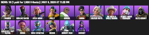 [PC/PSN/XBOX] | 16 skins | Danica | Redline Racer | Ayla Winn | Polly | Russel | Robin | Haylee Skye | Die With A Smile Bruno | Street Wave Teknique | Full Access