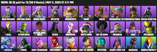 [PC/XBOX] | 30 skins | War Machine | Captain Jones | Emma Frost | Splinter | Meowtooth | Shuri | Polus | Undercover Skye | Renegade Rebel | Full Access